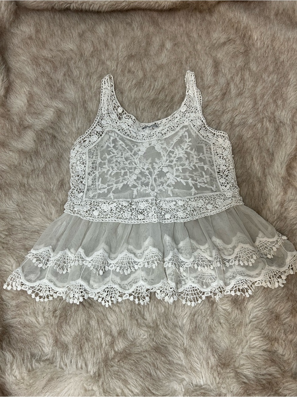 Express White Lace Peplum Tank Top